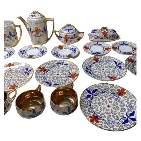 G&H Czechoslovakia Vienna Style Porcelain Demitasse Dinner Coffee Tea Set - Picture 6 of 12